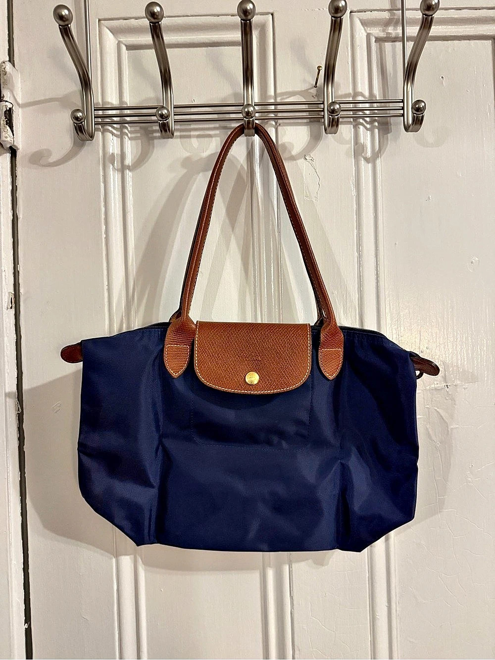 Longchamp Le Pliage Original Medium Shoulder Bag Blue & Brown